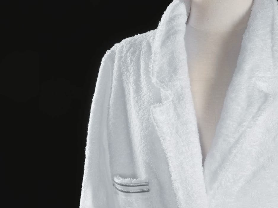 Accappatoio in spugna con ricami argento